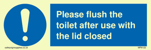 Please flush the toilet after use with the lid closed