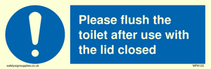 Please flush the toilet after use with the lid closed