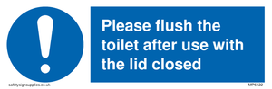 Please flush the toilet after use with the lid closed