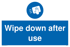 Wipe down after use sign 