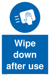 Wipe down after use sign 
