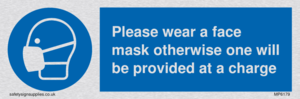 Please wear a face mask otherwise one will be provided at a charge