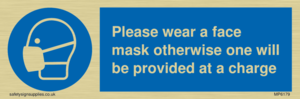 Please wear a face mask otherwise one will be provided at a charge