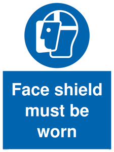 Face shield must be worn sign 