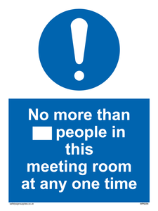 No more than xxx people in this meeting room at any one time