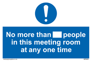 No more than xxx people in this meeting room at any one time