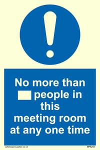 No more than xxx people in this meeting room at any one time