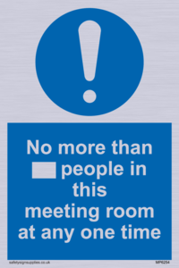 No more than xxx people in this meeting room at any one time