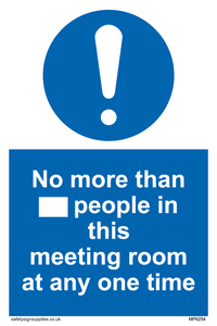 No more than xxx people in this meeting room at any one time