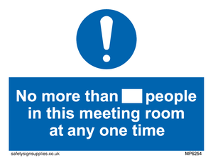 No more than xxx people in this meeting room at any one time