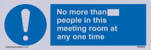 No more than xxx people in this meeting room at any one time