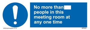 No more than xxx people in this meeting room at any one time