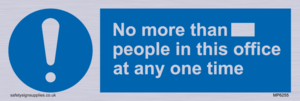 No more than xxx people in this office at any one time