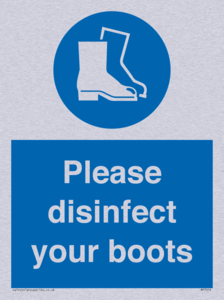 Please disinfect your boots