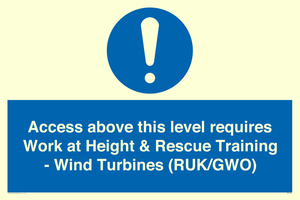 Access above this level requires Work at Height & Rescue Training - Wind Turbines (RUK/GWO)