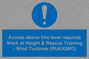 Access above this level requires Work at Height & Rescue Training - Wind Turbines (RUK/GWO)