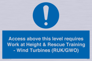 Access above this level requires Work at Height & Rescue Training - Wind Turbines (RUK/GWO)