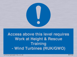 Access above this level requires Work at Height & Rescue Training - Wind Turbines (RUK/GWO)