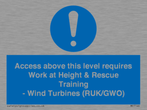 Access above this level requires Work at Height & Rescue Training - Wind Turbines (RUK/GWO)