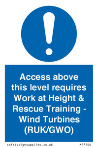 Access above this level requires Work at Height & Rescue Training - Wind Turbines (RUK/GWO)
