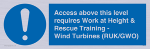Access above this level requires Work at Height & Rescue Training - Wind Turbines (RUK/GWO)