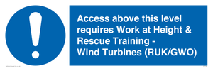 Access above this level requires Work at Height & Rescue Training - Wind Turbines (RUK/GWO)