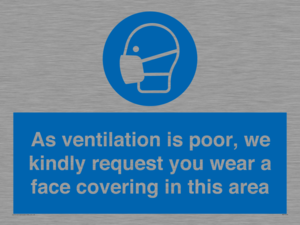 As ventilation is poor, we kindly request you wear a face covering in this area