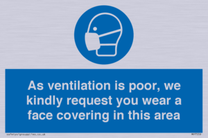 As ventilation is poor, we kindly request you wear a face covering in this area
