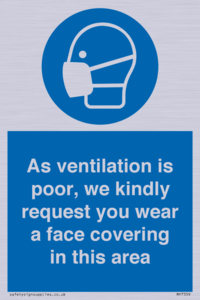 As ventilation is poor, we kindly request you wear a face covering in this area