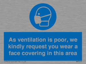 As ventilation is poor, we kindly request you wear a face covering in this area