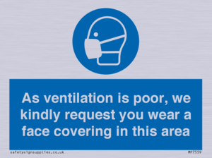 As ventilation is poor, we kindly request you wear a face covering in this area