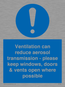 Ventilation can reduce aerosol transmission - please keep windows, doors & vents open where possible
