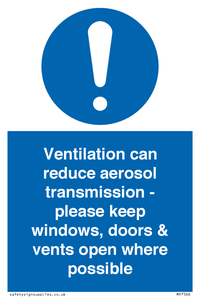 Ventilation can reduce aerosol transmission - please keep windows, doors & vents open where possible