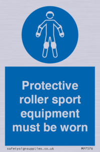 Protective roller sport equipment must be worn