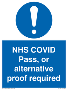NHS COVID Pass, or alternative proof required