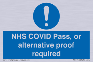 NHS COVID Pass, or alternative proof required