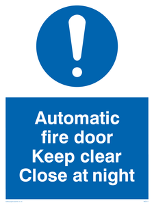 automatic fire door keep clear close at night