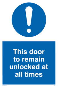 this door to remain unlocked at all times