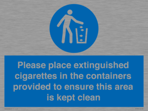 Please place extinguished cigarettes in the containers provided to ensure this area is kept clean