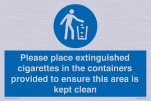Please place extinguished cigarettes in the containers provided to ensure this area is kept clean