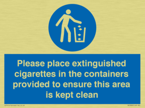 Please place extinguished cigarettes in the containers provided to ensure this area is kept clean