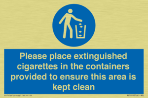 Please place extinguished cigarettes in the containers provided to ensure this area is kept clean