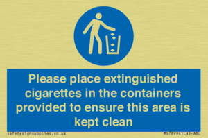 Please place extinguished cigarettes in the containers provided to ensure this area is kept clean