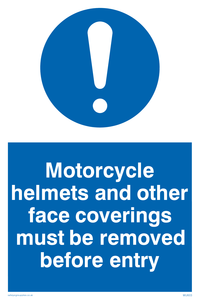 Face covering helmets removed