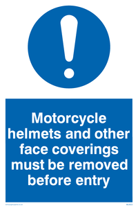Face covering helmets removed