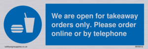 We are open for takeaway orders only. Please order online or by telephone