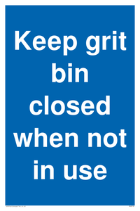 Keep grit bin closed when not in use