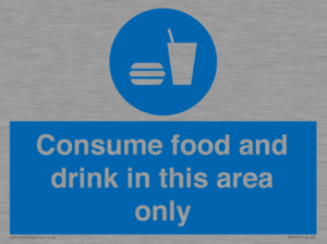 Consume food and drink in this area only
