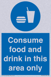 Consume food and drink in this area only
