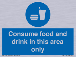 Consume food and drink in this area only